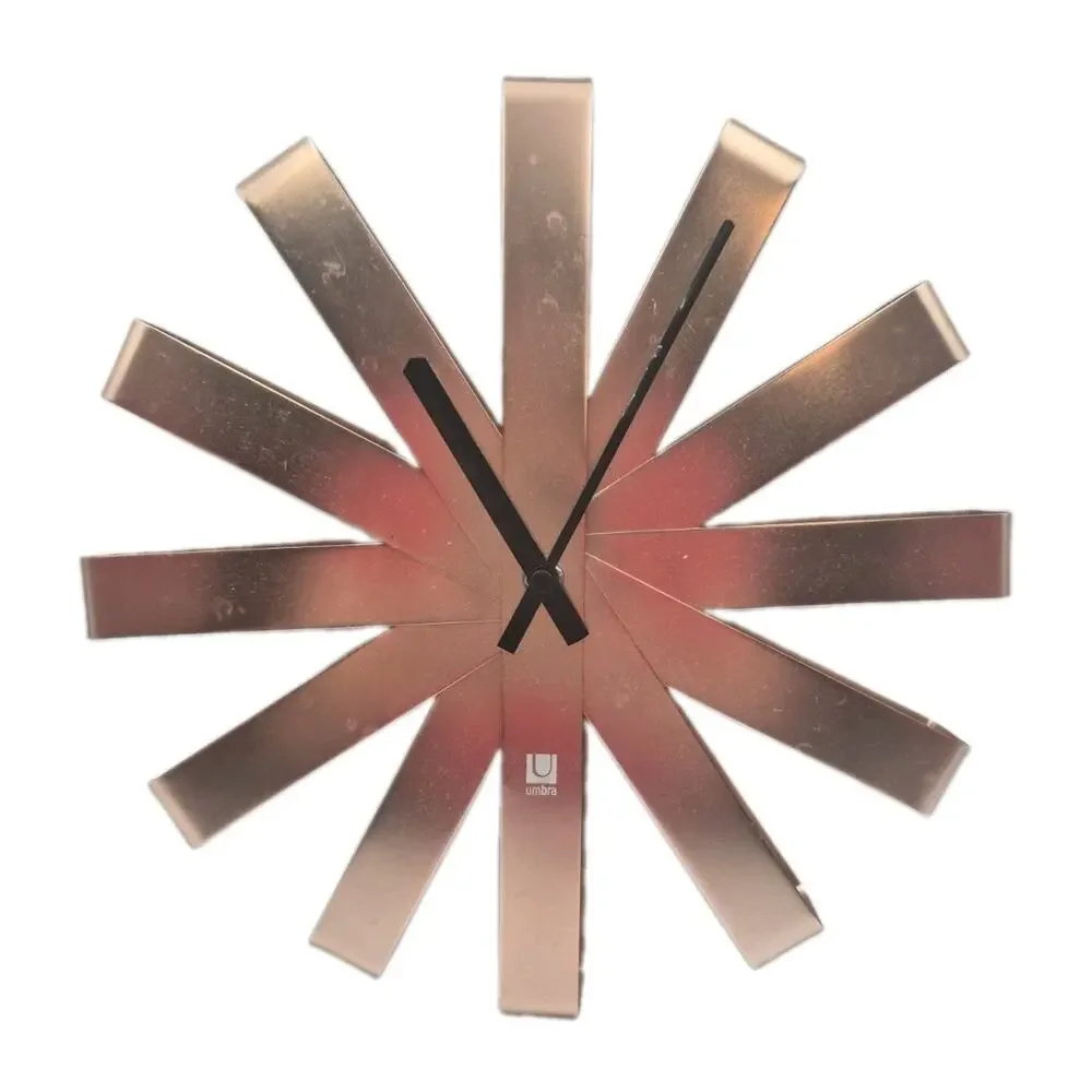 Umbra Rose Gold Ribbon Clock Michelle Ivankovic 12x12x2 New Battery